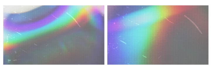 Crystal light rainbow hologram background with transparent overlay effect. Realistic illustration set of prism iridescent gradient textures. diamond or glass sun spectrum refraction with sparks