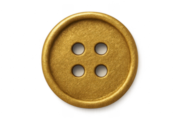 Gold button with four holes for sewing fashion