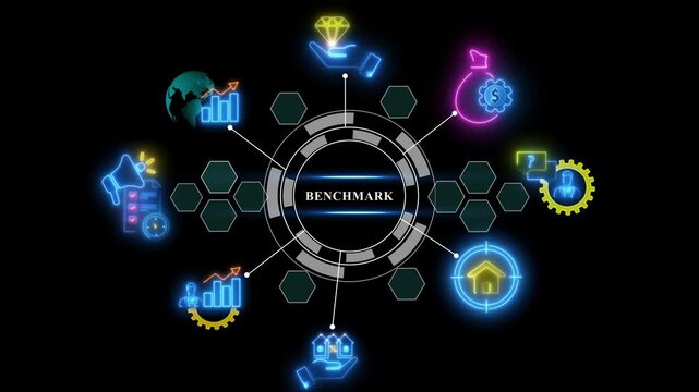 Futuristic Digital Benchmark Concept with Glowing and Abstract futuristic digital concept glowing abstract benchmark