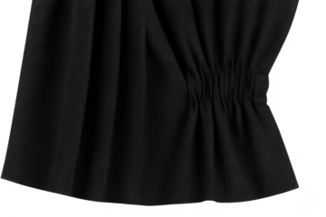 Black fabric gathering and draping on transparent background