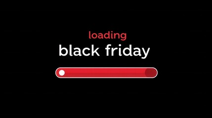 Black Friday sale loading progress bar with modern flat design. Online shopping and e-commerce concept with loading indicator on black background. Marketing and promotion banner design.