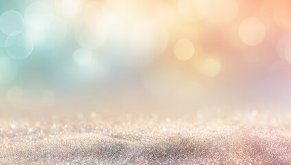 Golden glitter background with sparkling particles and dreamy bokeh light effects. Abstract luxury wallpaper design with shimmering texture and warm illumination.