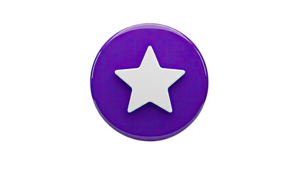 Fototapeta premium 3D White Star Icon on Glossy Purple Circle