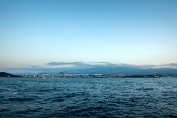 Beautiful Jeju Island seen from the sea