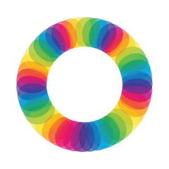 Obraz premium Vibrant circular pattern with rainbow colors on a white background