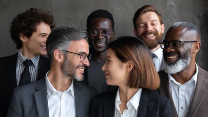 Smiling group of ethnically diverse businessmen celebrating success in a modern office environment during a sunny afternoon in a vibrant city