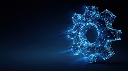 A futuristic and technical image of a gear symbol, showcasing the interconnectedness of modern technological advancements. ..Created with Generative AI, not depicting real subjects.