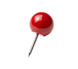 Red Pushpin on White Background
