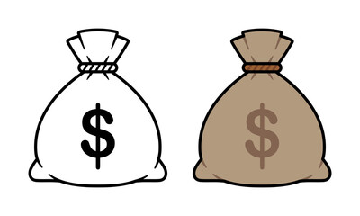 Vector Money Bag Flat Illustration