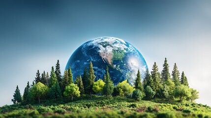 Sustainable Planet Earth Embraced by Lush Green Forest
