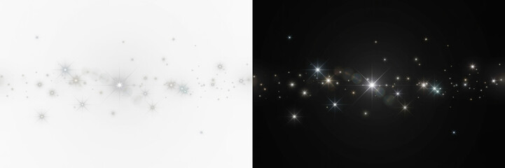 Sparkle, Glitter, Stars, Light Effect, Dark Background Abstract with Luminous Flares