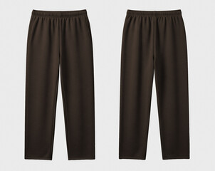 Blank Walnut Brown Sweatpants Mockup, Front and Back View for Activewear and Loungewear, Isolated on White Background © Drip