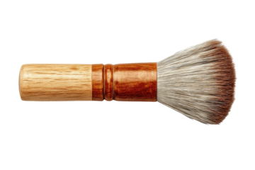 Bristled brush with wood handle, neutral tones, horizontal