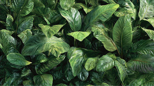 Lush green foliage creating a dense, verdant backdrop