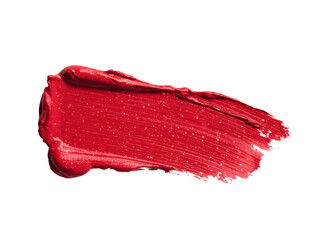 Vibrant Red Lipstick Swatch with Shimmer