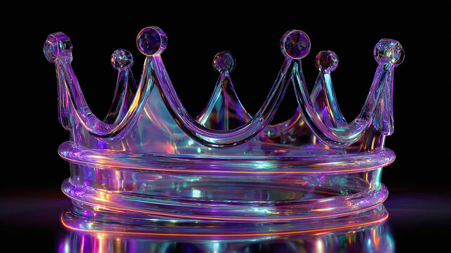 A glamorous crown in a vibrant color, set against a dark background, evoking a sense of royalty and luxury