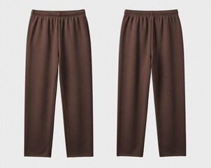 Blank Soft Brown Sweatpants Mockup, Front and Back View for Activewear and Loungewear, Isolated on White Background © Drip