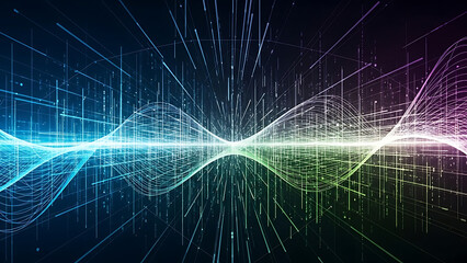 Dynamic abstract flow of digital light lines and interconnected data points illustrating advanced technology and future network concepts with vibrant luminous effects