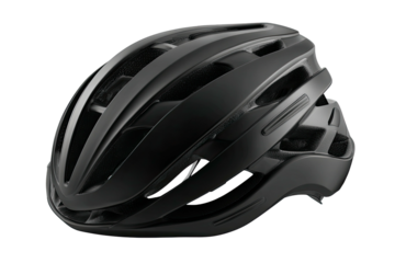 Black cycling helmet with sleek, aerodynamic design