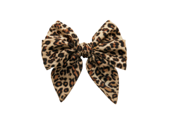 Leopard-print fabric bow; tied center