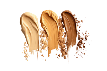 Makeup swatches light, medium, dark tones over powder