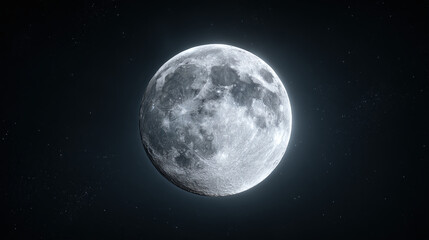 A captivating image of the full moon shining brightly in the night sky. The moon's surface is detailed with craters and texture.