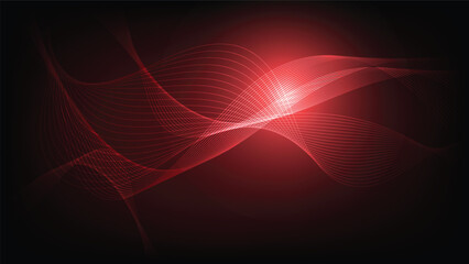 red abstract futuristic background with graphic wavy lines and neon light decoration