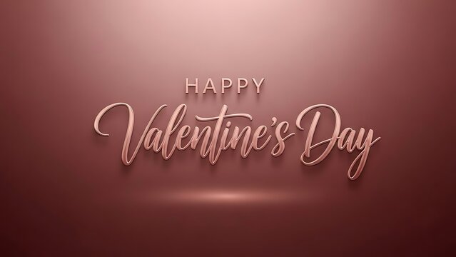 Happy valentine's day elegant rose gold metallic script design.