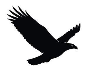 Obraz premium Vector silhouette of black silhouette of an eagle flying