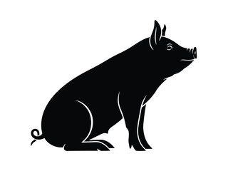 Obraz premium Vector silhouette of vector illustration of a pig in black color for design purposes