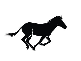 Obraz premium Vector silhouette of black silhouette of a horse running with motion and energy