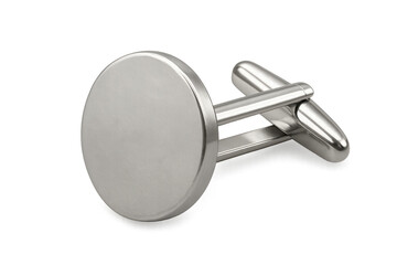 Silver cufflink with blank circular face element