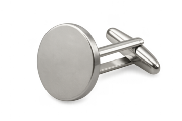 Silver cufflink with blank circular face element