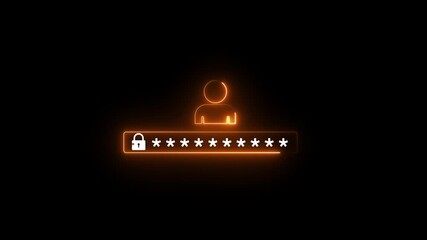 Lock with neon man icon. cyber security consept. Digital data processing global network finance stock market analytics . 4k isolated on transparent technology background. - Powered by Adobe