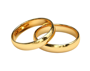 Two golden wedding bands intertwined (1)