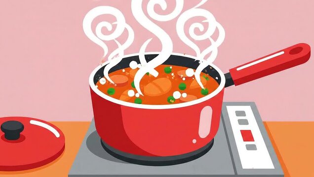 Cooking Pot Illustration - A Delicious Meal in the Making.