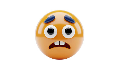 Fototapeta premium Worried Emoji with Big Eyes and Open Mouth
