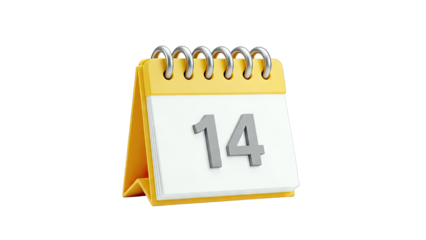 Yellow Desk Calendar Showing the 14th