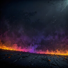 Abstract glowing horizon with colorful mist