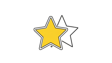 Obraz premium Vibrant yellow star symbol with white star outline on clean background