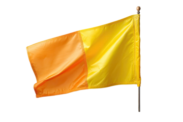 Orange-yellow flag on pole, bright fabric, waving gently