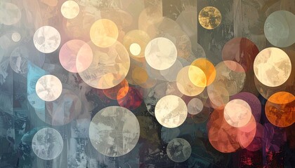 Abstract bokeh background with colorful lights and blurred circles.
