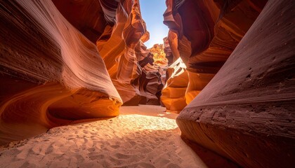 Antelope Canyon Scenic View. Stunning sandstone rock formations.