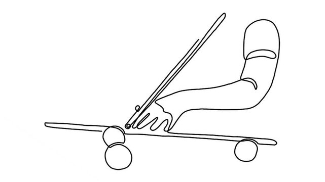 Continuous line animation of playing pool billiards
