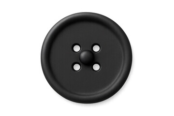 Obraz premium Black clothing button with four holes on transparent background