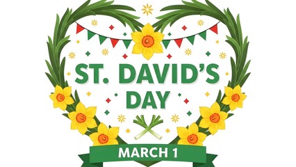 St david's day celebration with daffodils and banners on march 1st