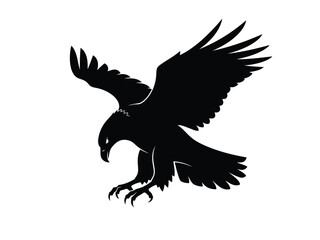 Obraz premium Black silhouette of an eagle in flight on for design