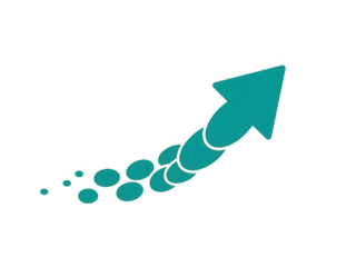 Green arrow pointing upwards indicates isolated growth on transparent background