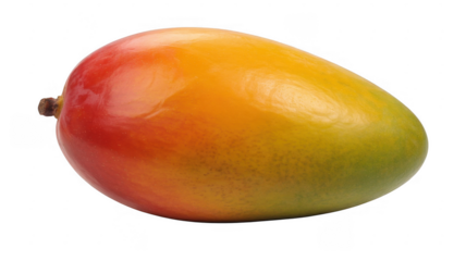 Ripe mango with vibrant red and yellow colors fruit isolated on a transparent background
