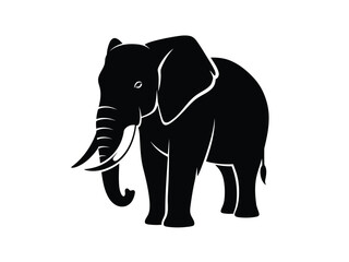 Fototapeta premium Black silhouette of an elephant standing